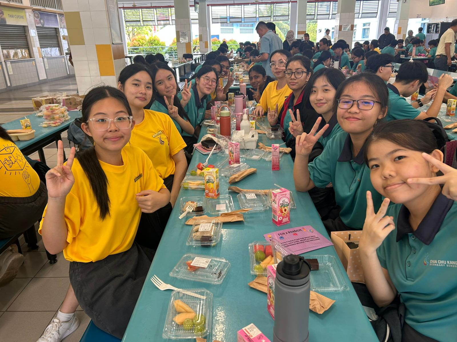 Students eating breakfast in the canteen
